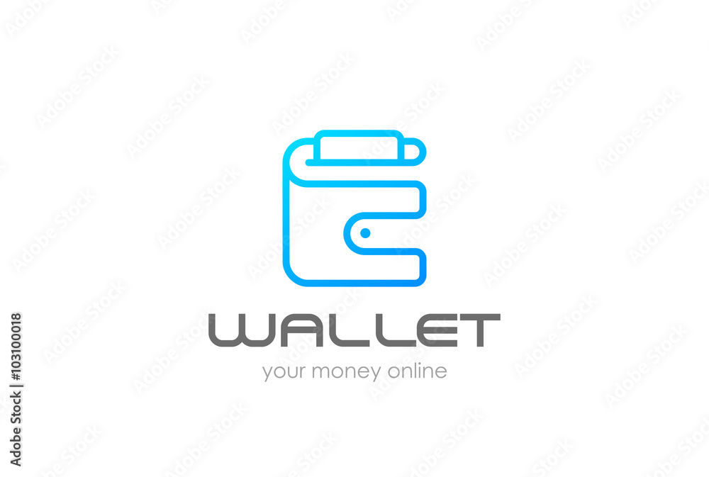 Wallet Logo abstract design linear Negative space purse icon Wallet Logo abstract design linear Negative space purse icon