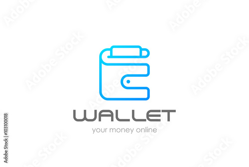 Wallet Logo abstract design linear Negative space purse icon