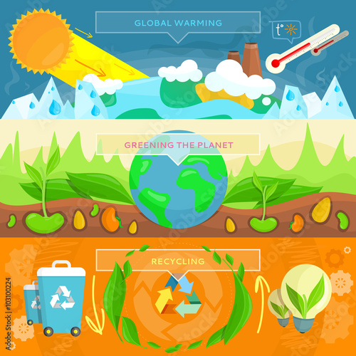 Ecology Banner Set design Flat