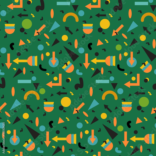 Seamless geometric vintage pattern in retro 80s style, memphis. for fabric design, paper print and website backdrop. EPS10 vector