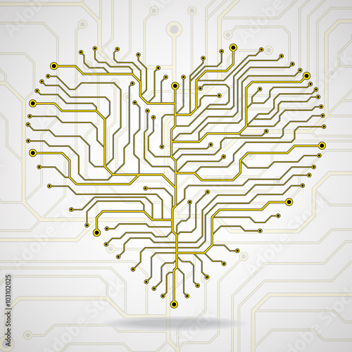 Valentine's background with circuit board on heart shape