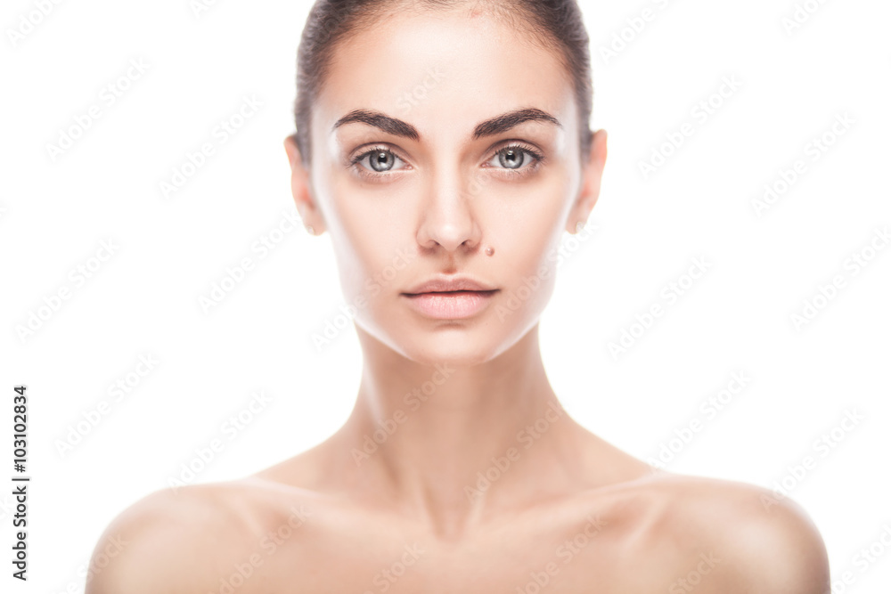closeup portrait of young adult woman with clean fresh skin closeup portrait of young adult woman with clean fresh skin