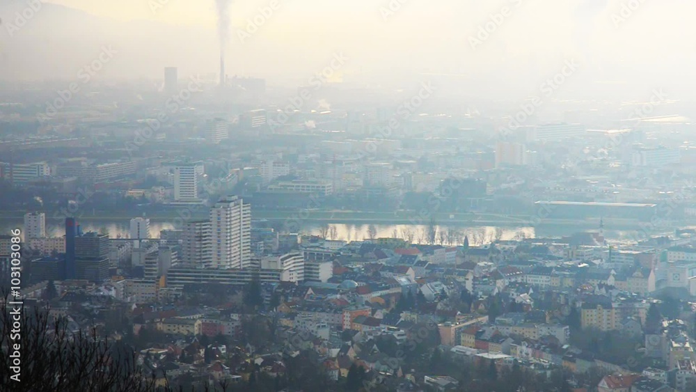 Skyline of Linz in Upper Austria