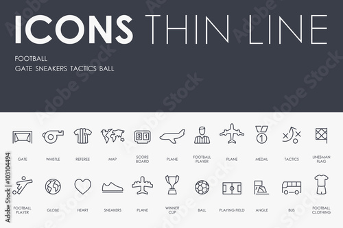 football Thin Line Icons