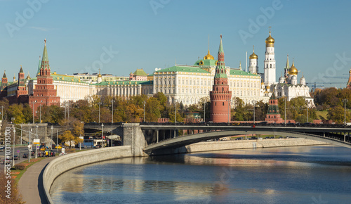 Famous Moscow Kremlin and Moskva rive