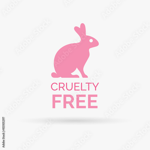 Animal cruelty free icon design. Animal cruelty free symbol design. Product not tested on animals sign with pink bunny rabbit. Vector illustration.
