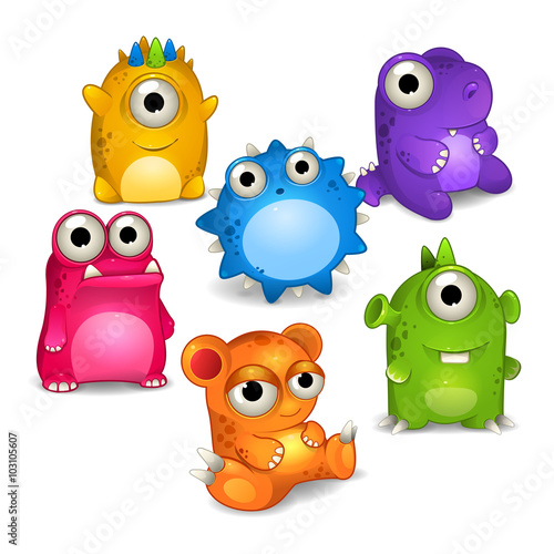 Illustration of cartoon monsters set