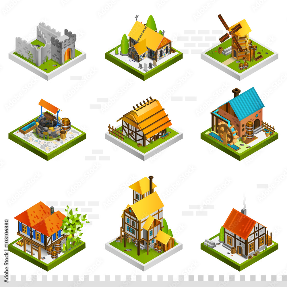 Medieval Buildings Isometric Collection