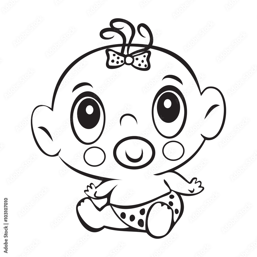 Funny baby girl. Cute baby girl sitting in a diaper isolated Funny baby girl. Cute baby girl sitting in a diaper isolated