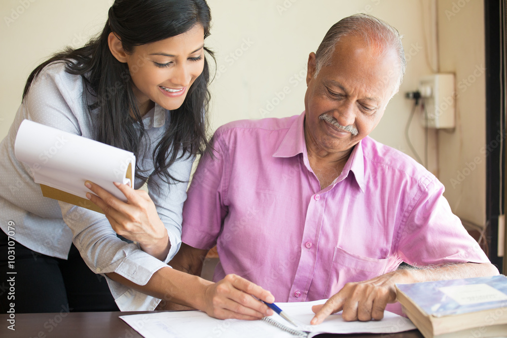 Closeup portrait, office situations of accounting and signing contracts between employees Closeup portrait, office situations of accounting and signing contracts between employees