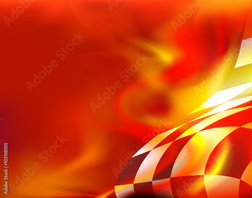 checkered flag background and red flames