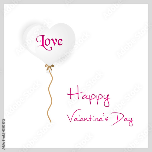 white helium balloon heart shape valentine card eps10
