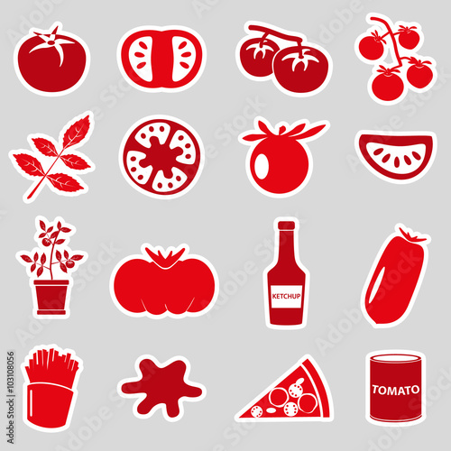 tomatoes theme red simple stickers set eps10
