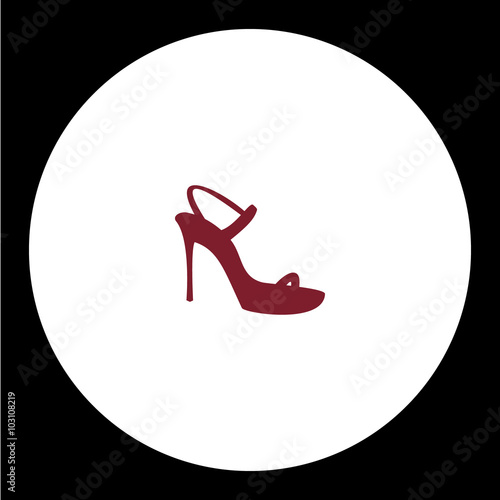 simple lady open court shoe isolated red icon eps10