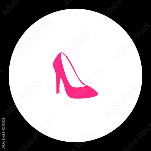 simple lady court shoe isolated pink icon eps10