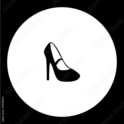 simple lady court shoe isolated black icon eps10