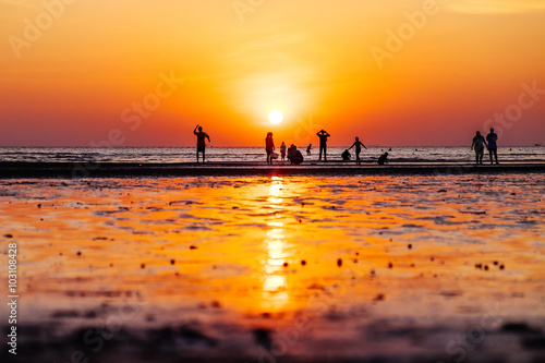 Sunset at Hat Toei Ngam (Toei Ngam Beach) ,one of most beautiful beach in Sattahip, not far from Pattaya.  photo