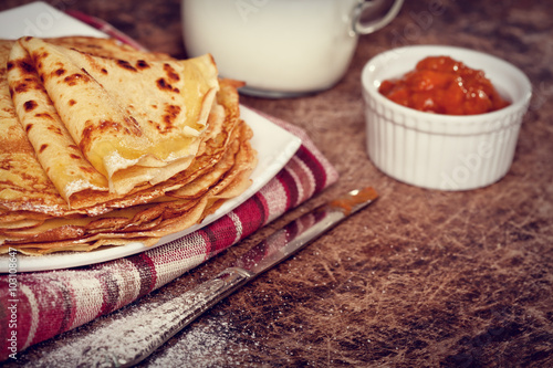 Dutch Pancakes with jam  - Pannenkoeken photo