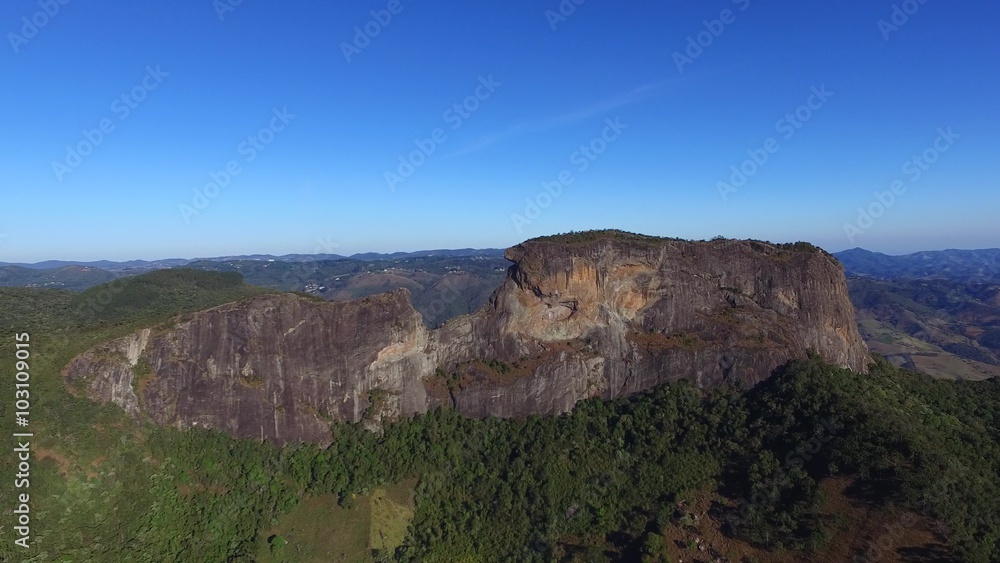 Aerial view 'Pedra do Bau' and the 'Pedra do Bau' complex are rock formations in the Mantiqueira Mountains. They are located in the municipality of Sao Bento do Sapucai, Sao Paulo - Brazil. Aerial view 'Pedra do Bau' and the 'Pedra do Bau' complex are rock formations in the Mantiqueira Mountains. They are located in the municipality of Sao Bento do Sapucai, Sao Paulo - Brazil.