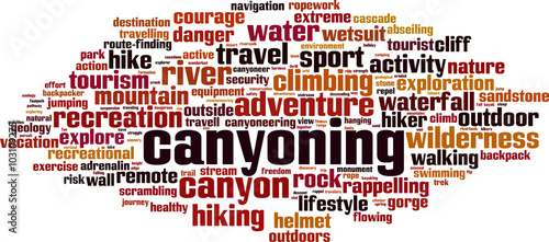 Tableau sur toile Canyoning word cloud concept. Vector illustration