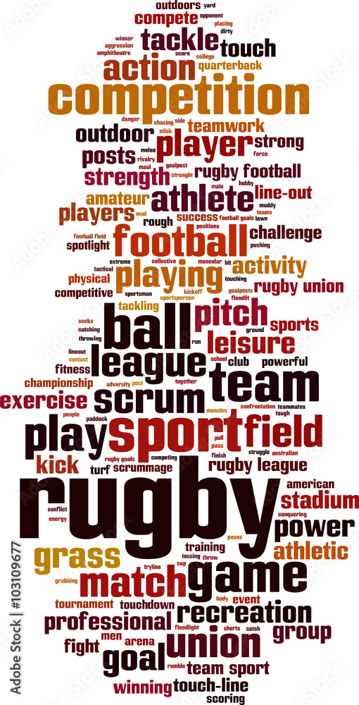 Rugby word cloud concept. Vector illustration