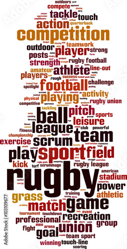 Rugby word cloud concept. Vector illustration