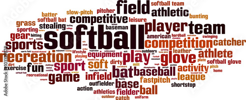 Softball word cloud concept. Vector illustration photo