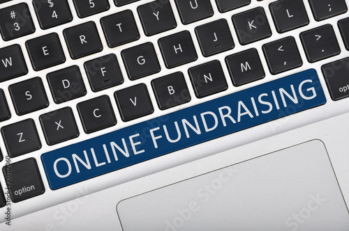 Keyboard button written word online fundraising