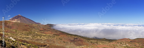 Mount Teide peak on Tenerife above the clouds