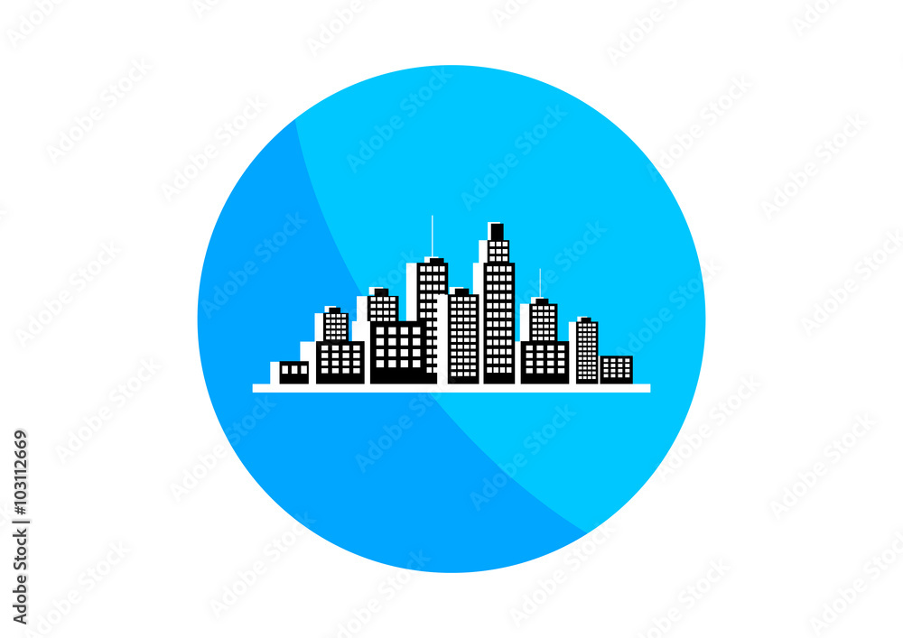 Round city icon on white background Round city icon on white background