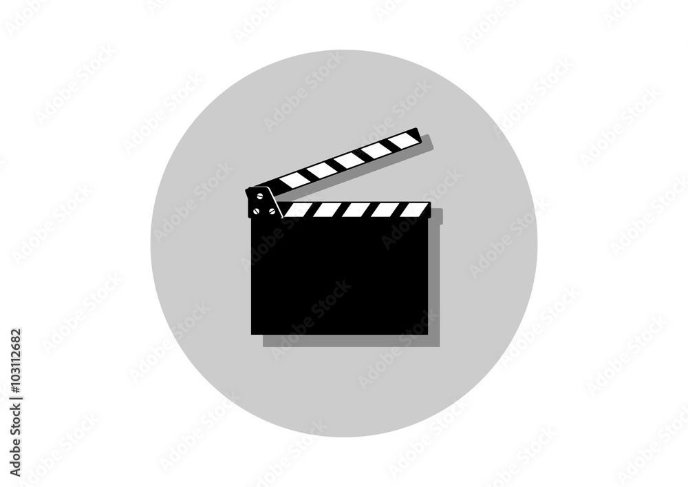 Round cinema icon on white background
