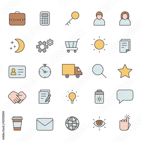 Outline business gray icons vector set. Modern minimalistic style. Part two.