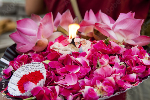 Gift for the dead people in Ganga River. Varanasi. India.