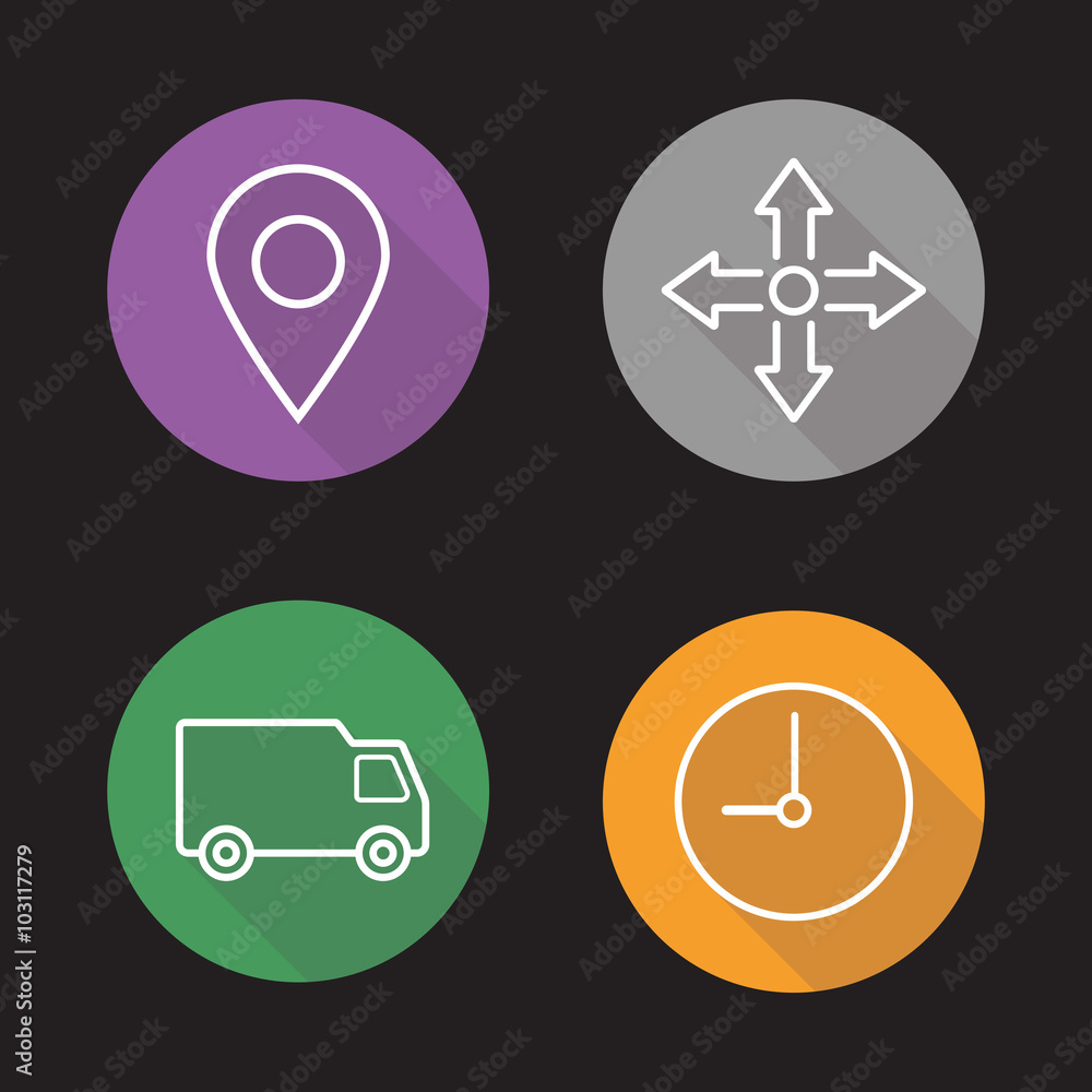 Delivery service flat linear icons set Delivery service flat linear icons set