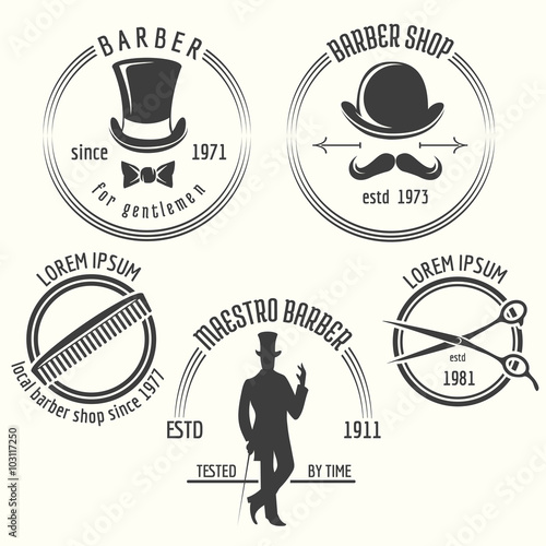 Gentleman barber shop labels. Gentleman label, badge barbershop, gentleman salon, vector illustration