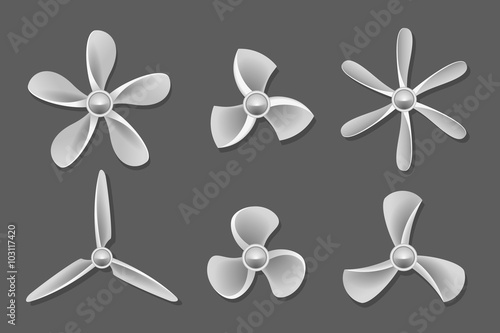 Propeller icons vector. Propeller air, ventilator propeller, fan and blade, equipment propeller blower illustration