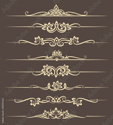 Calligraphic design elements, page dividers with thai ornament. Divider ornament page, ornate vector illustration photo