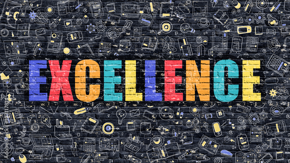 Excellence Concept. Excellence Drawn on Dark Wall. Excellence in ...