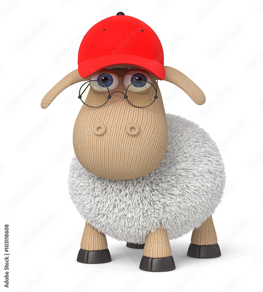 Fototapeta premium ridiculous 3d lamb in a baseball cap