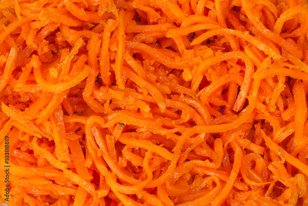 Close up of the spiced carrot. Long slices. Close up of the spiced carrot. Long slices.