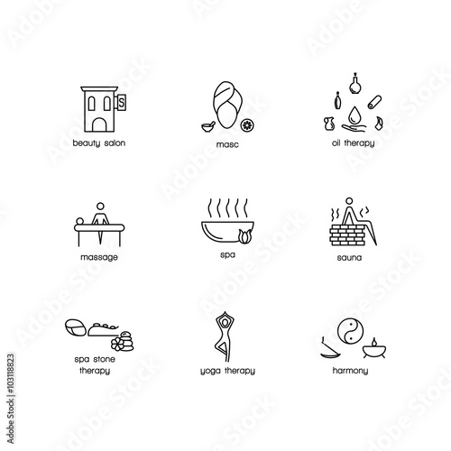 Modern thin line  icons set. Spa & Wellness symbol collection. S