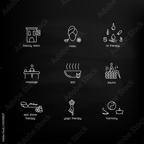 Modern thin line icons set. Spa & Wellness symbol collection. S