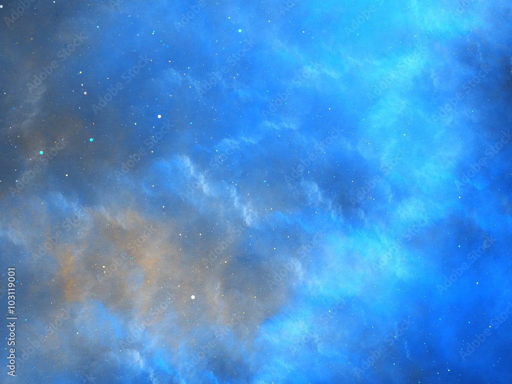Naklejka Blue glowing nebula fractal