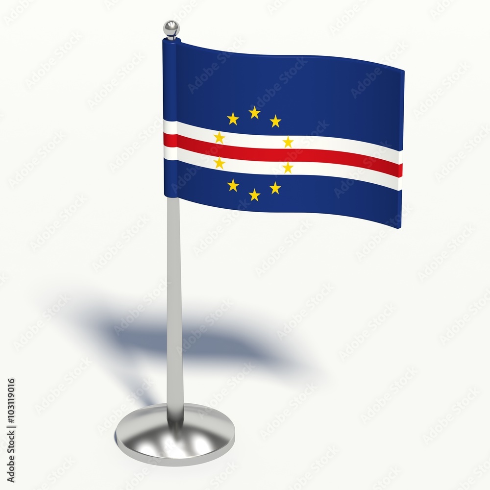 Cape Verde small Flag. 3d illustration on a white background. Cape Verde small Flag. 3d illustration on a white background.