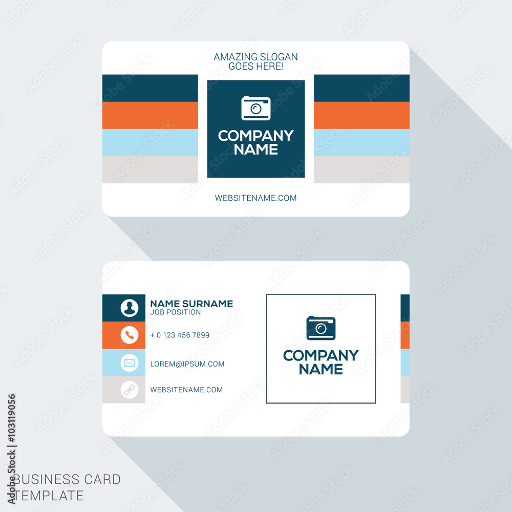 Creative and Clean Corporate Business Card Template. Flat Design Vector Illustration. Stationery Design