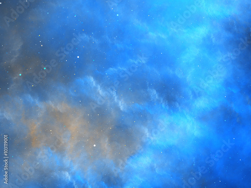 Blue glowing nebula fractal