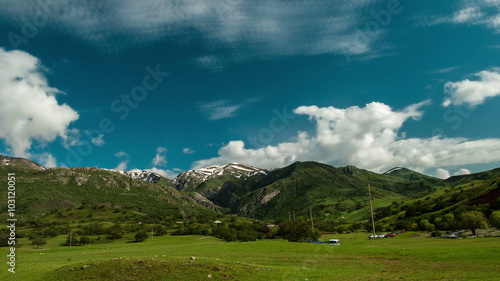 4K Timelapse. Storm clouds over the mountains Akmechet photo