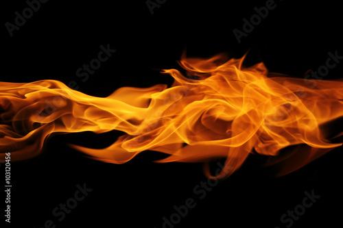 Abstract  Fire flames on black background © prapann