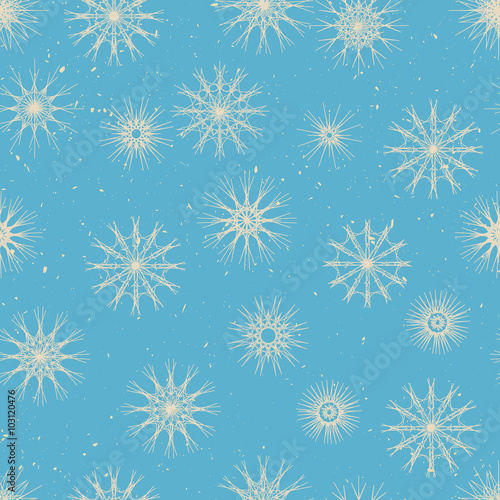 Winter seamless pattern - snowfall in retro stile. Vector EPS10. Winter background.
