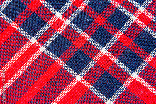 The Texture of red and blue a checkered woolen fabric